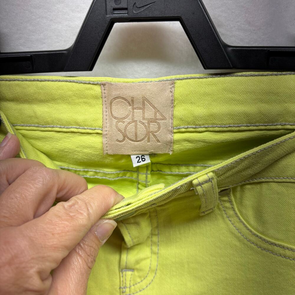 NWT ChaSor Green and Yellow Tapered Ankle Jeans - Sz 26 - Picture 2 of 9